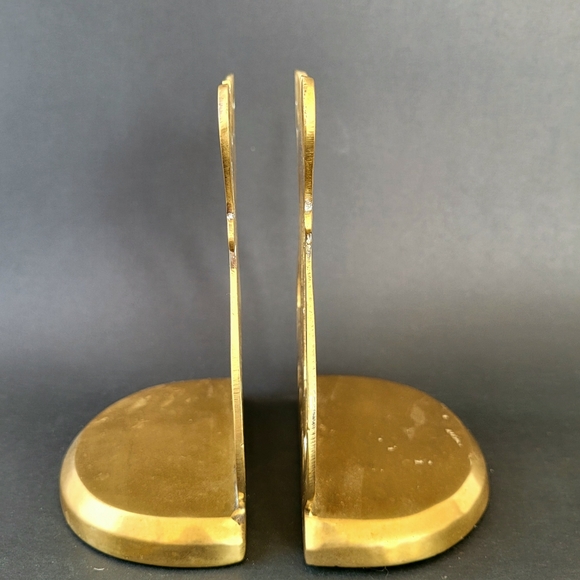 Set of 2 Vintage Brass Harp bookends, brass bookends, book shelf decor - Picture 3 of 7